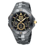 Seiko Mens Calendar Date Watch with 4-Display Black Dial and Black Link Band