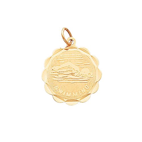 14K Yellow Gold Swimming Disk Charm