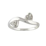 Marsala Sterling Silver Pave Heart Bypass Ring