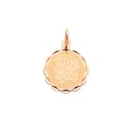 14K Rose Gold Girl Head in Scalloped Disk Charm - XAC803