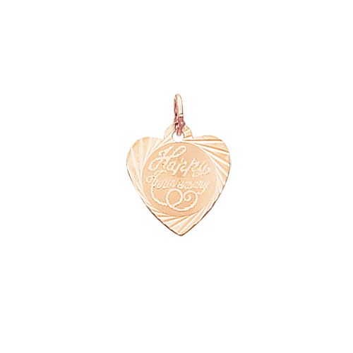 14K Rose Gold Happy Anniversary Heart Disc Charm