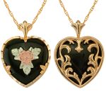 Black Hills Gold Jewelry Tri-Color 10K Reversible Heart Onyx Pendant jewelry