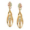 Tricolor 10K Caged Pearl Earrings