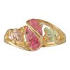 Black Hills Gold Tricolor 10K Gold Ladies Pink CZ Wrap Ring