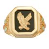 Black Hills Gold Tricolor 10K Men's Eagle on Onyx Ring