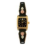 Black Hills Gold Ladies' Powdercoated Watch with 12K Leaf Accents