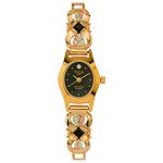 Black Hills Gold Ladies' Watch with 12K Leaf Accents and Genuine Onyx