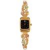 Black Hills Gold Tri-Color Ladies' Black Face Watch with 12K Leaf Accents