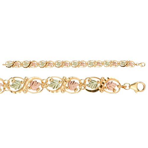 Black Hills Gold Tricolor 10K Figure-8 Bracelet