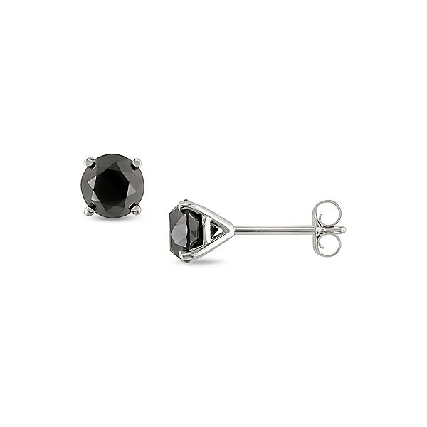 1 12 ct tw Black Diamond Solitaire Earrings in 14K White Gold