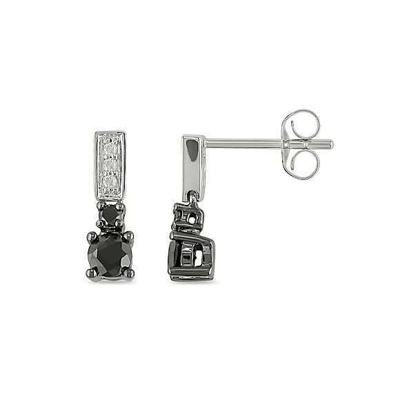 1/2 ct. t.w. Black and White Diamond Earrings in 10K White Gold