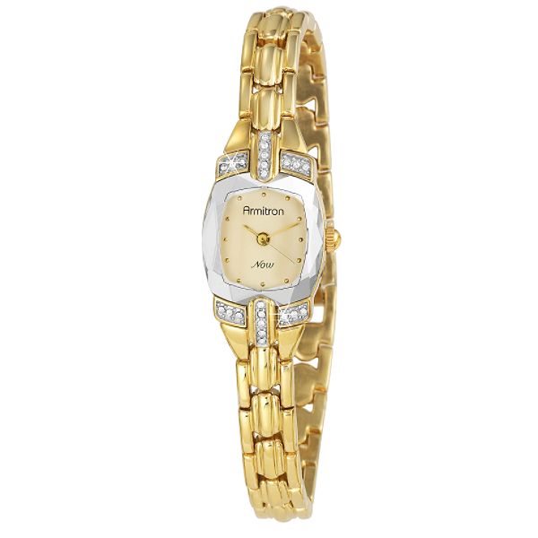 Armitron Ladies Swarovski Crystal NOW Watch with Goldtone Band