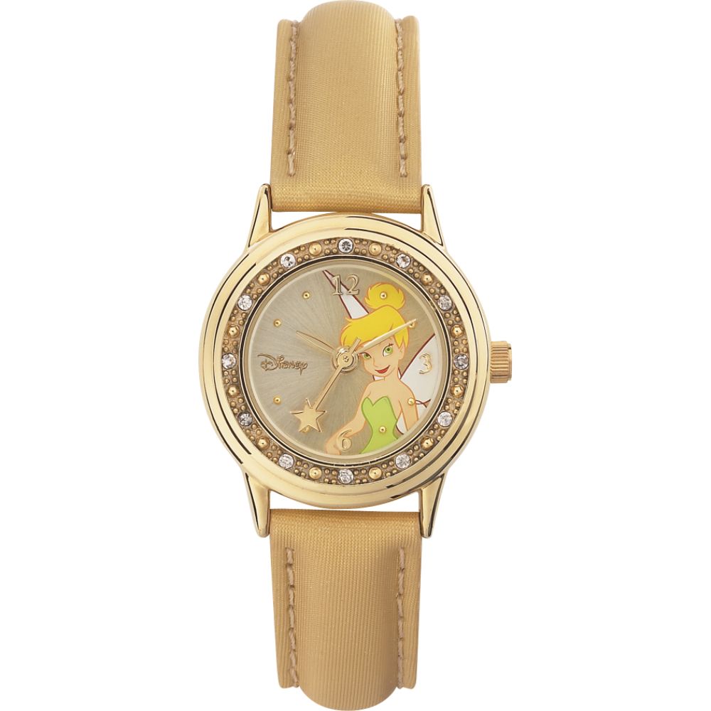 Disney Tinker Bell Watch with Gold Dial, Crystal Accents & Camel Band