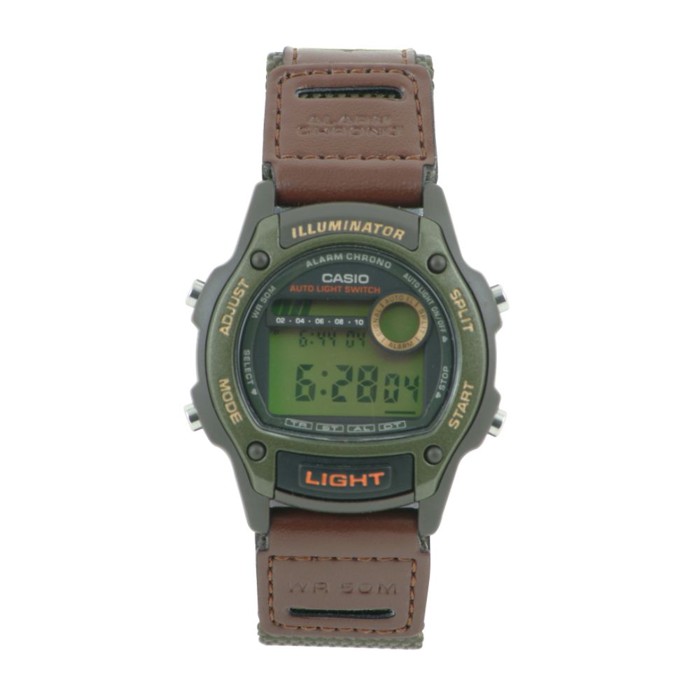 Casio Mens Chronograph Sport Watch with Green Dial and Tan Band