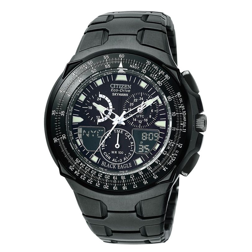 Citizen Eco-Drive SkyHawk Pilot Watch with Black Ion Plated Stainless Steel Case