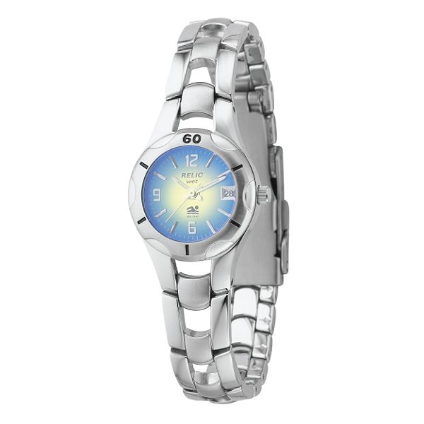 Relic Ladies Calendar Date Watch with Blue Green Dial & Silvertone