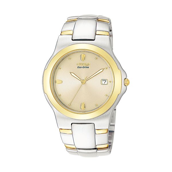 Citizen Men's Eco-Drive Dress Watch with Champagne Dial and Two Tone Link Band