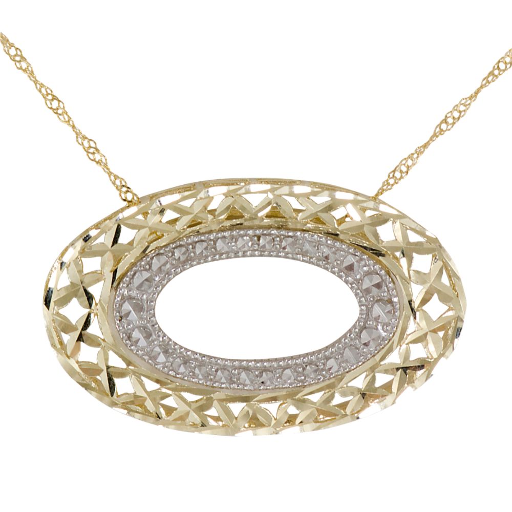 Two in One Oval Slide. 10K White and Yellow Gold