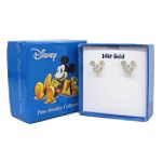 Childs Cubic Zirconia Mickey Mouse Stud Earrings. 14K Yellow Gold