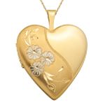 The Colibri Group 20MM 4-Frame Flower Locket with Wave Back. 10K Yellow Gold