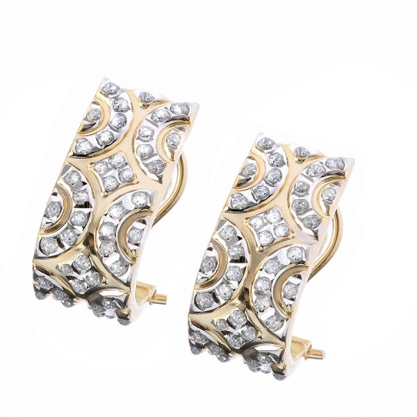 Diamond Earrngs Diamond Fascination 14K Yellow Gold Diamond Accent Omega Back J Hoop Earrings