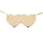 Childs Double Heart 5 Inch Bracelet. 14K Yellow Gold