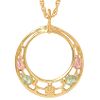 Four Leaf Circle Pendant. 10K Yellow, 12K Pink, 12K Green Gold.