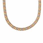 Aurafin Corp Polished and Satin Link Necklace. 14K Pink & White Gold & Sterling Silver