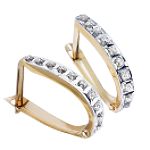 Select Jewelry, Inc. Diamond Fascination Hinged U Hoops. 14K Yellow Gold