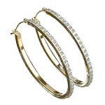 Select Jewelry, Inc. Diamond Oval Hoop Earrings. 14K Yellow Gold