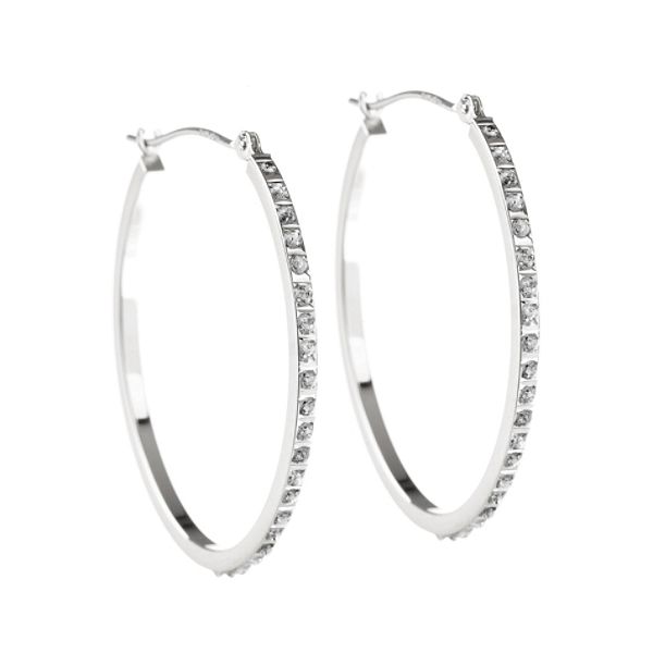 Diamond Fascination Diamond Accent 14K White Gold Oval Hoop Earrings