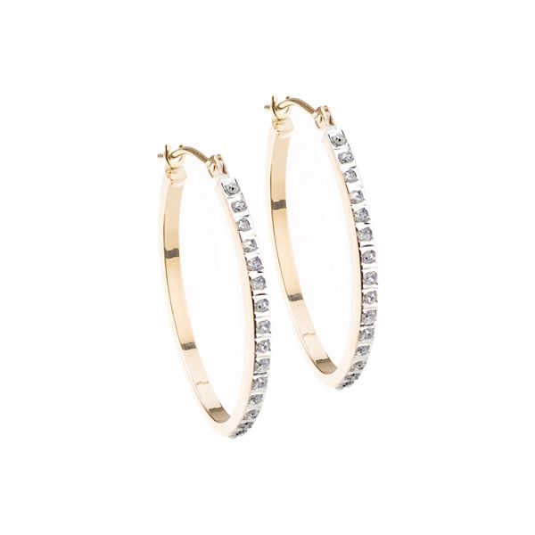 Diamond Fascination Diamond Accent 14K Yellow Gold Oval Hoop Earrings