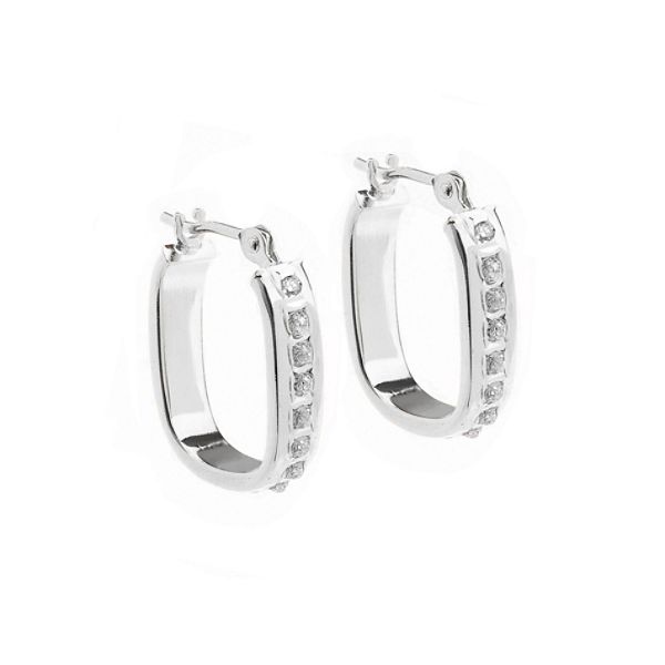 Diamond Fascination Diamond Accent 14K White Gold U Hoop Earrings