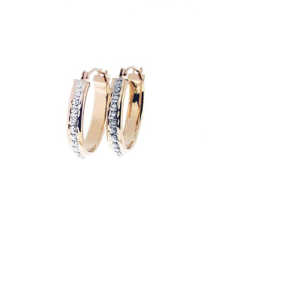 Diamond Fascination Diamond Accent 14K Yellow Gold Oval Hoop Earrings