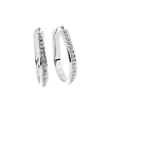 Diamond Fascination Diamond Accent 14K White Gold Oval Hoop Earrings