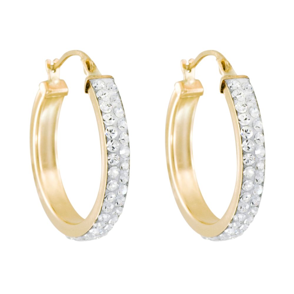 Swarovski Swarovski Crystal 20MM Hoop Earrings. 14K Yellow Gold