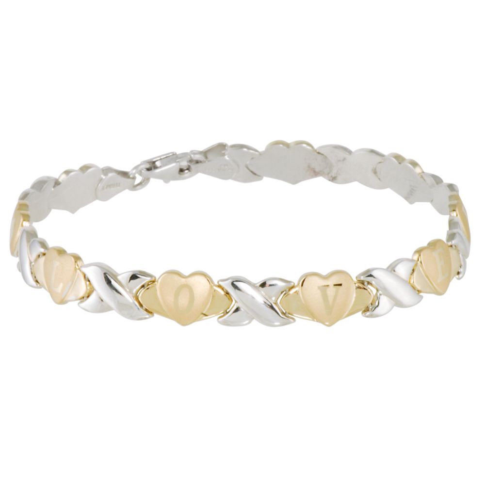 Heart and "X" I Love You Bracelet. 14k Yellow Gold