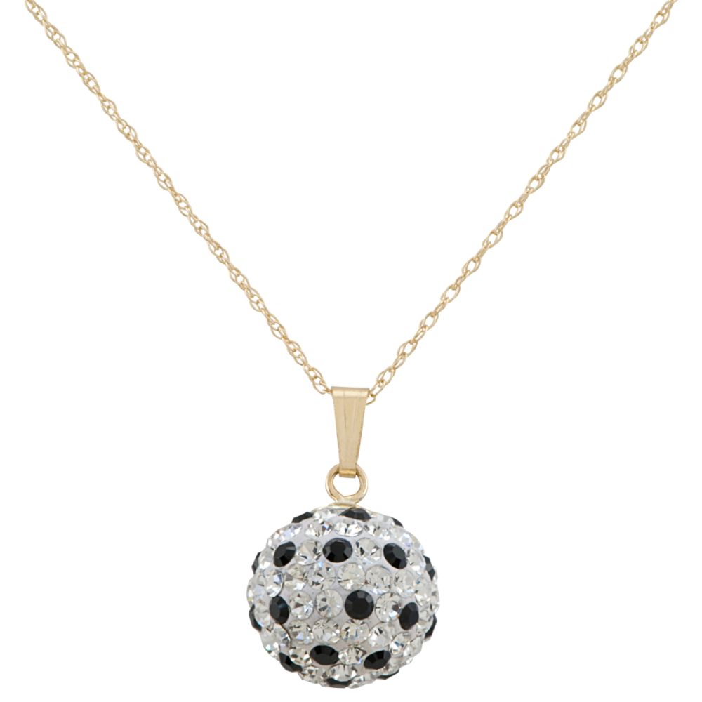 Swarovski N Ice Black/White Pendant. 14K Yellow Gold