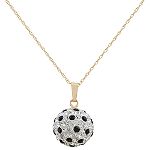 Swarovski Black/White Pendant. 14K Yellow Gold
