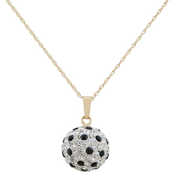 Swarovski Black/White Pendant. 14K Yellow Gold