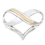 14K Yellow Gold and Sterling Silver Heart Slide