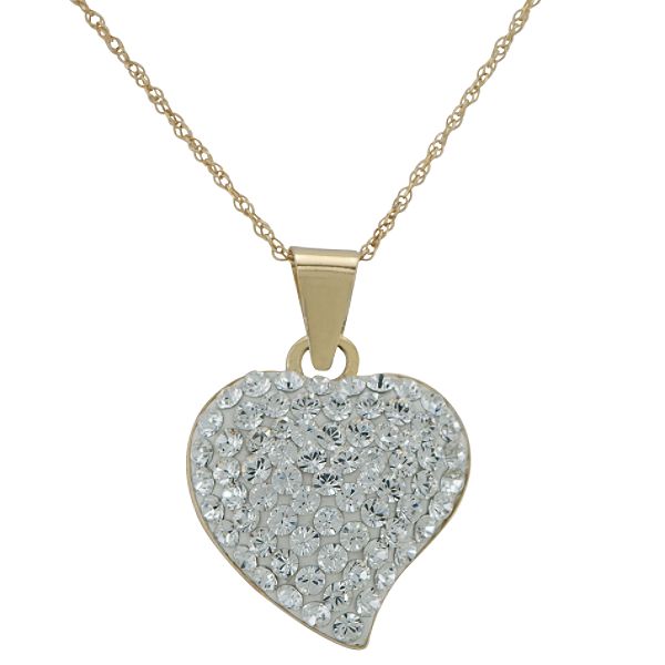 14K Gold Swarovski Crystal Heart Pendant