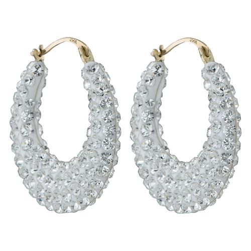 14Kt Swarovski Crystal Double Sided Hoop