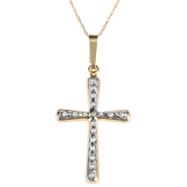 Diamond Fascination "14Kt. Yellow Gold Diamond Accent Classic Cross