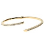 Diamond Fascination 14k Yellow Gold Diamond Accent Bypass Hinged Bangle Bracelet