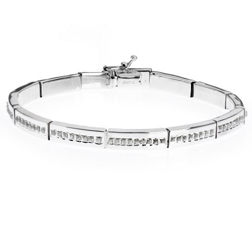 Diamond Fascination 14K White Gold Diamond Accent Bar Bracelet