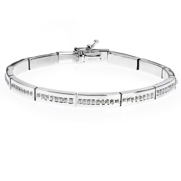 Diamond Fascination 14K White Gold Diamond Accent Bar Bracelet