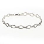 Diamond Fascination 14K White Gold Diamond Accent 7 Inch Oval Link Bracelet