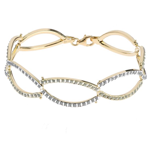 Diamond Fascination 14K Two-tone Diamond Accent Oval Link Bracelet
