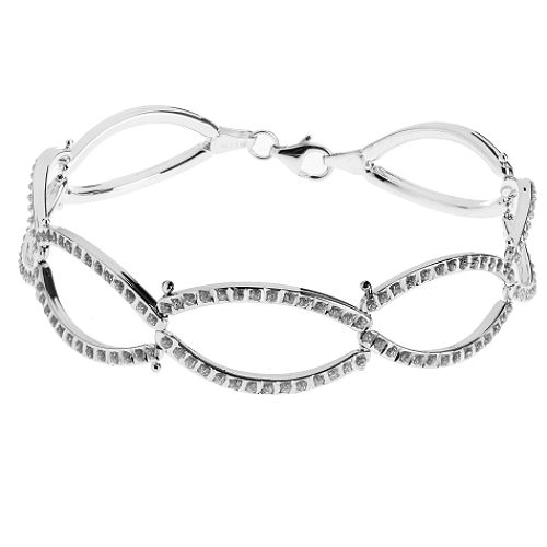 Diamond Fascination 14K White Gold Diamond Accent Oval Link Bracelet